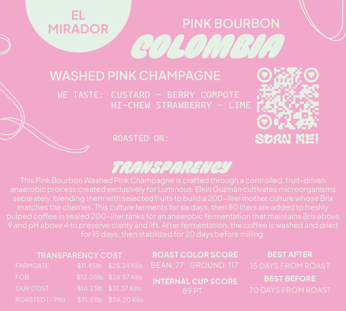 Colombia Washed Pink Champagne Pink Bourbon Co-Ferment