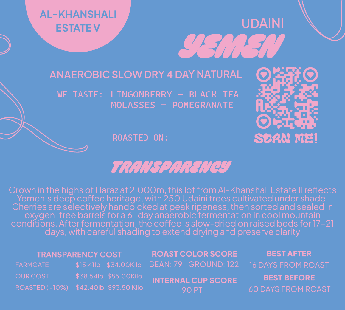Yemen Anaerobic Slow Dry 4 Day Natural Al-Khanshali Estate V