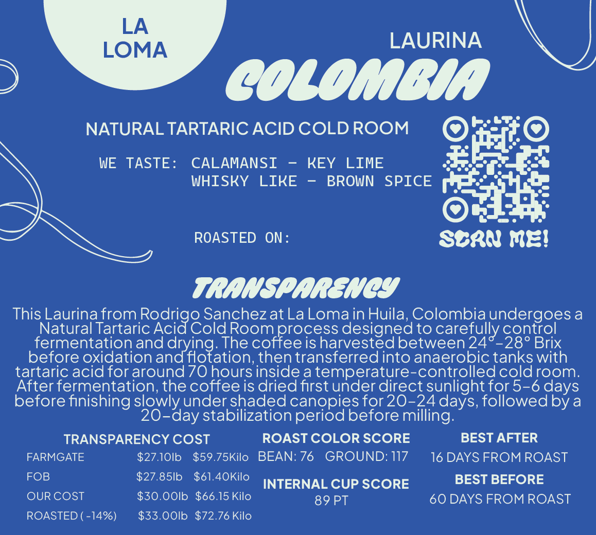 Colombia Laurina Natural Tartaric Acid Cold Room