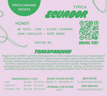 Ecuador Typica Honey Finca Hakuna Matata